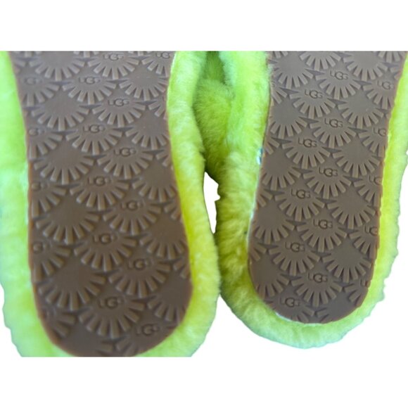 UGG OH YEAH SLIDE Wool Slipper Sandal Neon Yellow KIDS  US Size 3 - Picture 4 of 9